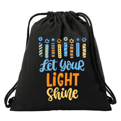 Funny Hanukkah Let Your Light Shine Menorah Drawstring Bag