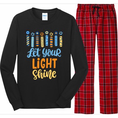 Funny Hanukkah Let Your Light Shine Menorah Long Sleeve Pajama Set