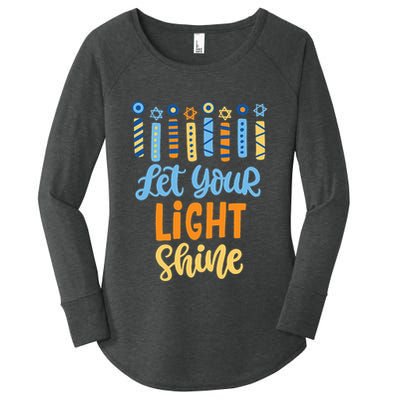 Funny Hanukkah Let Your Light Shine Menorah Women's Perfect Tri Tunic Long Sleeve Shirt