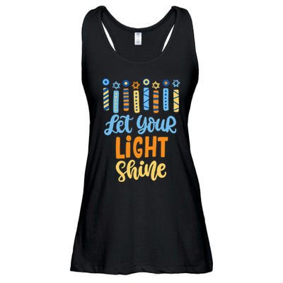 Funny Hanukkah Let Your Light Shine Menorah Ladies Essential Flowy Tank
