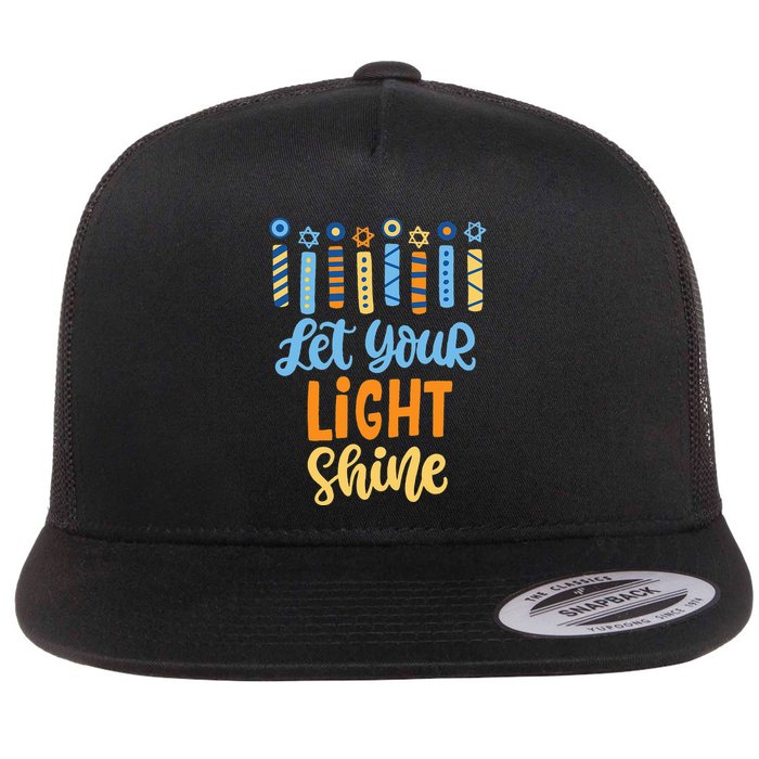 Funny Hanukkah Let Your Light Shine Menorah Flat Bill Trucker Hat