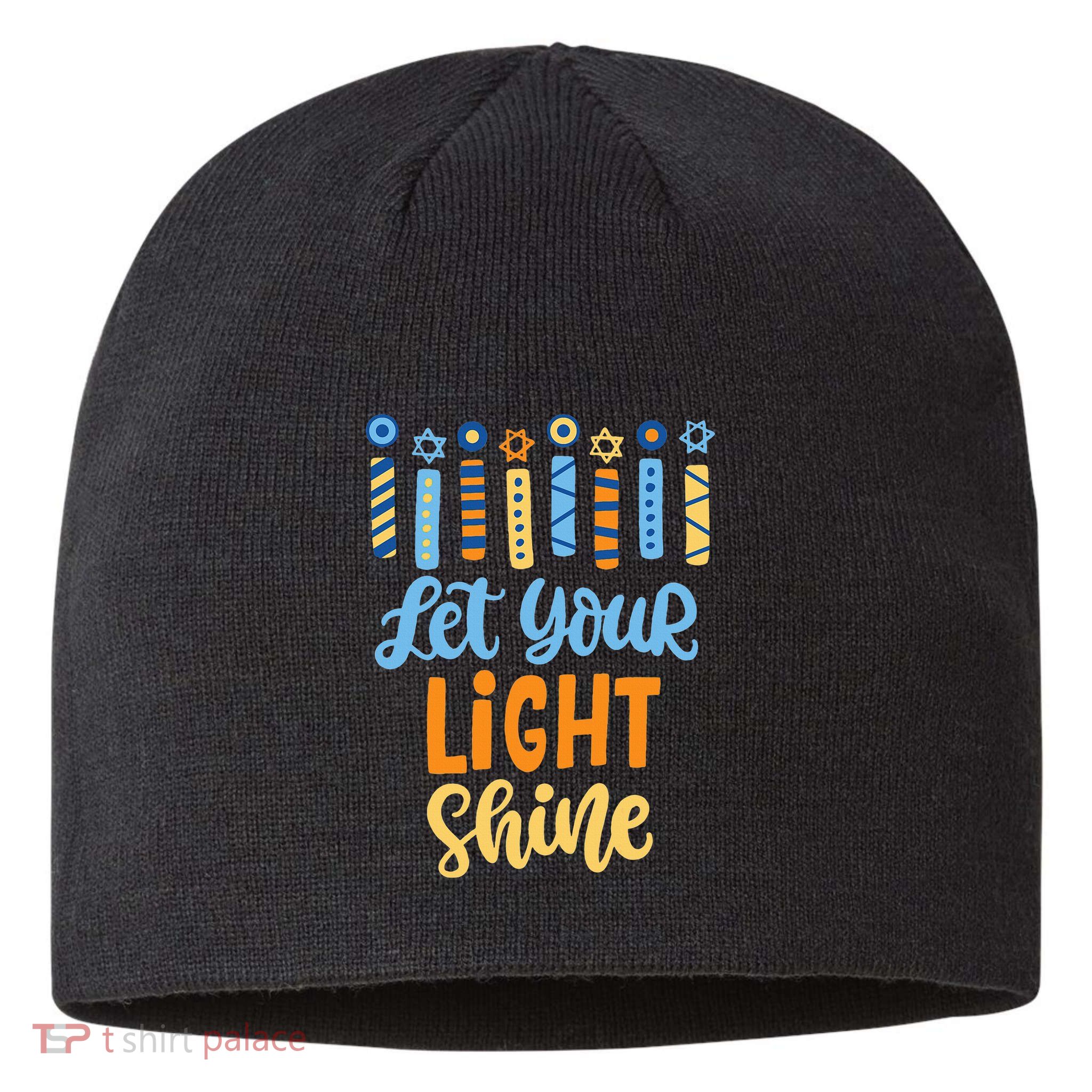 Funny Hanukkah Let Your Light Shine Menorah Sustainable Beanie