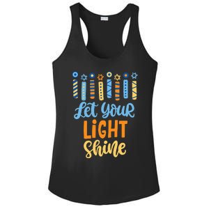 Funny Hanukkah Let Your Light Shine Menorah Ladies PosiCharge Competitor Racerback Tank