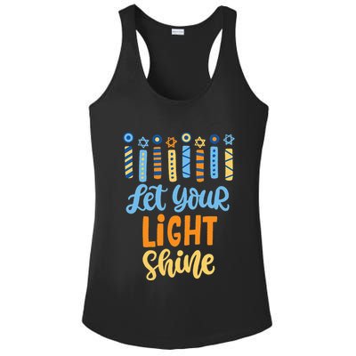 Funny Hanukkah Let Your Light Shine Menorah Ladies PosiCharge Competitor Racerback Tank