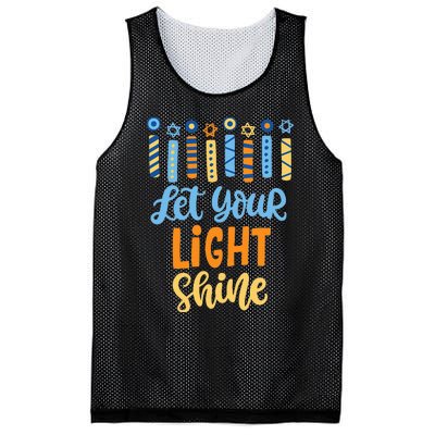 Funny Hanukkah Let Your Light Shine Menorah Mesh Reversible Basketball Jersey Tank