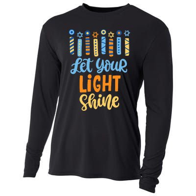 Funny Hanukkah Let Your Light Shine Menorah Cooling Performance Long Sleeve Crew