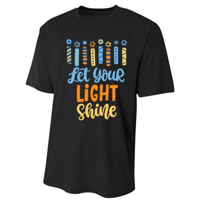 Funny Hanukkah Let Your Light Shine Menorah Performance Sprint T-Shirt