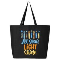 Funny Hanukkah Let Your Light Shine Menorah 25L Jumbo Tote