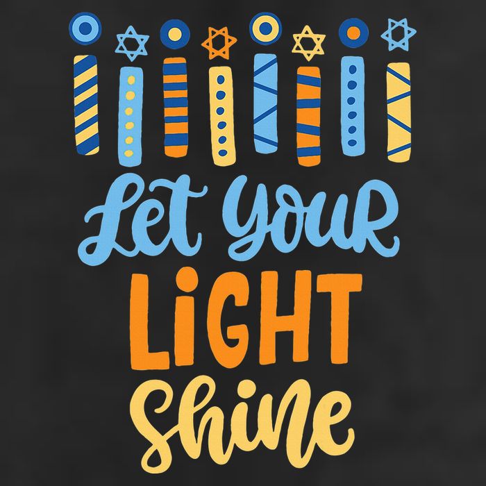 Funny Hanukkah Let Your Light Shine Menorah 25L Jumbo Tote