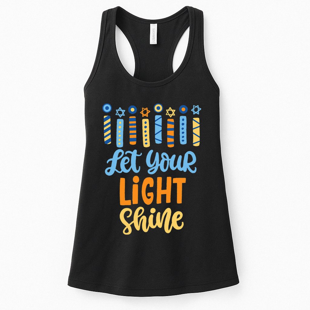 Funny Hanukkah Let Your Light Shine Menorah Womens Tank Top
