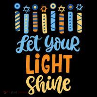 Funny Hanukkah Let Your Light Shine Menorah Pom Pom 12in Knit Beanie