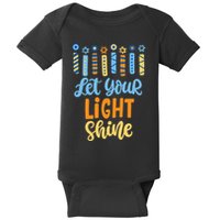 Funny Hanukkah Let Your Light Shine Menorah Baby Bodysuit