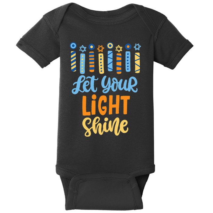 Funny Hanukkah Let Your Light Shine Menorah Baby Bodysuit