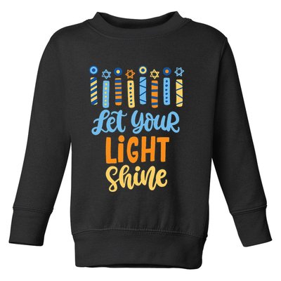 Funny Hanukkah Let Your Light Shine Menorah Toddler Sweatshirt