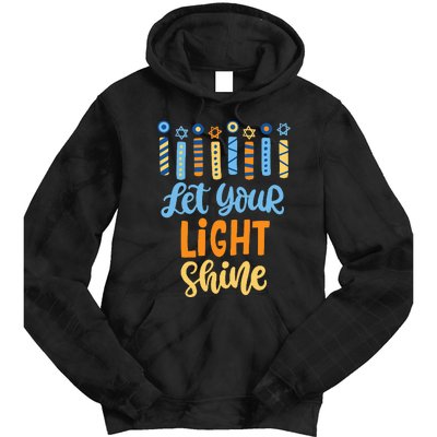 Funny Hanukkah Let Your Light Shine Menorah Tie Dye Hoodie