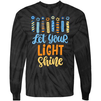 Funny Hanukkah Let Your Light Shine Menorah Tie-Dye Long Sleeve Shirt