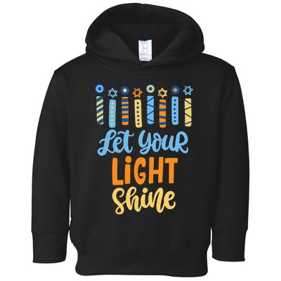Funny Hanukkah Let Your Light Shine Menorah Toddler Hoodie