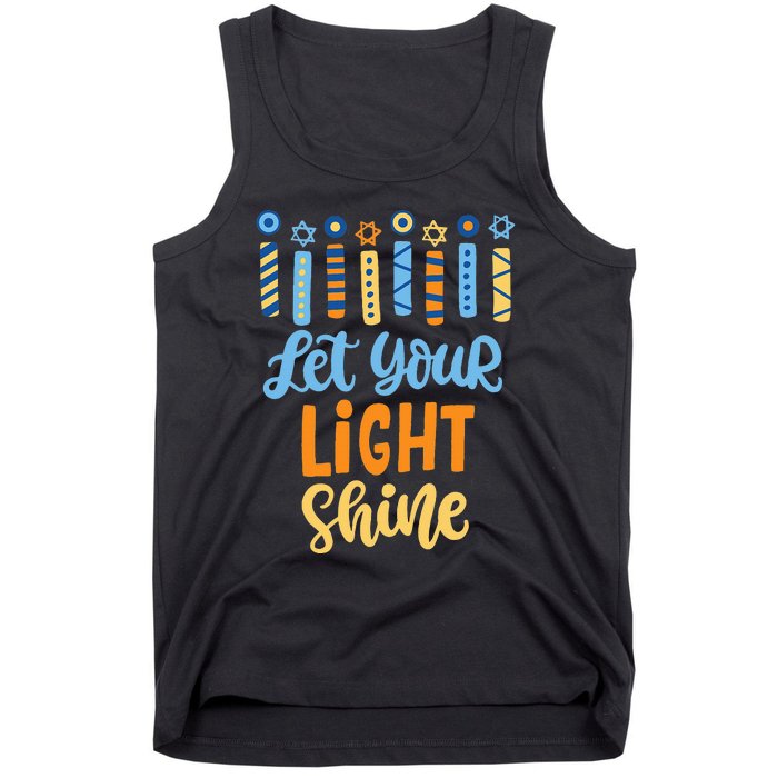 Funny Hanukkah Let Your Light Shine Menorah Tank Top