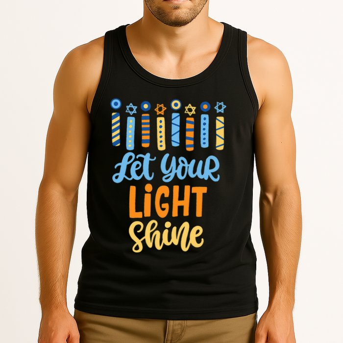 Funny Hanukkah Let Your Light Shine Menorah Tank Top