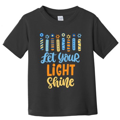 Funny Hanukkah Let Your Light Shine Menorah Toddler T-Shirt
