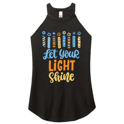 Funny Hanukkah Let Your Light Shine Menorah Women's Perfect Tri Rocker Tank