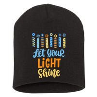 Funny Hanukkah Let Your Light Shine Menorah Short Acrylic Beanie
