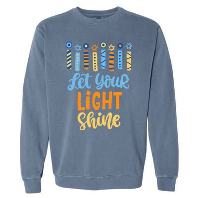 Funny Hanukkah Let Your Light Shine Menorah Garment-Dyed Sweatshirt