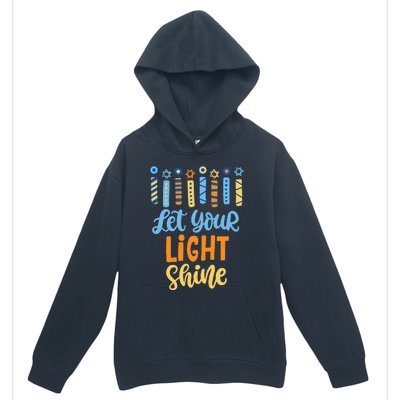 Funny Hanukkah Let Your Light Shine Menorah Urban Pullover Hoodie