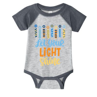 Funny Hanukkah Let Your Light Shine Menorah Infant Baby Jersey Bodysuit