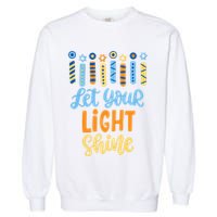 Funny Hanukkah Let Your Light Shine Menorah Garment-Dyed Sweatshirt
