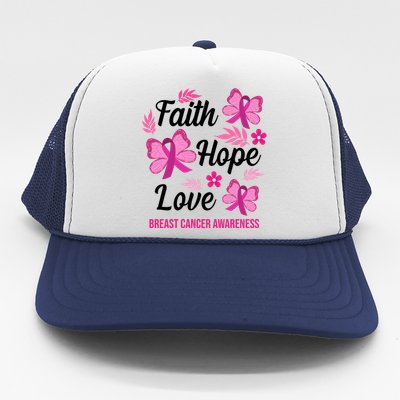 Faith Hope Love Breast Cancer Awareness Trucker Hat