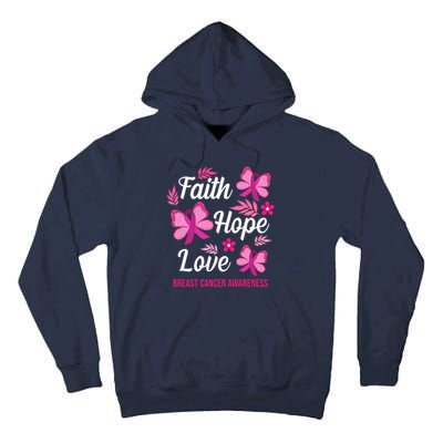 Faith Hope Love Breast Cancer Awareness Tall Hoodie