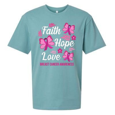 Faith Hope Love Breast Cancer Awareness Sueded Cloud Jersey T-Shirt