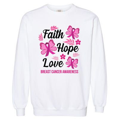 Faith Hope Love Breast Cancer Awareness Garment-Dyed Sweatshirt