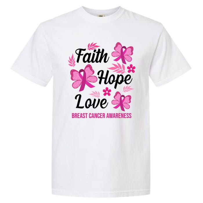 Faith Hope Love Breast Cancer Awareness Garment-Dyed Heavyweight T-Shirt