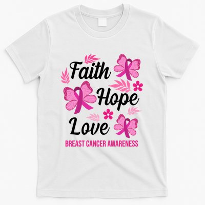 Faith Hope Love Breast Cancer Awareness T-Shirt