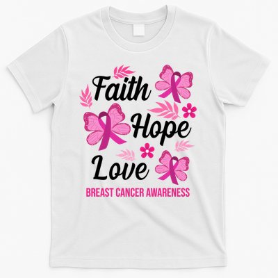 Faith Hope Love Breast Cancer Awareness T-Shirt