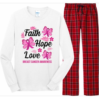 Faith Hope Love Breast Cancer Awareness Long Sleeve Pajama Set