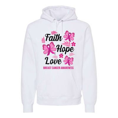 Faith Hope Love Breast Cancer Awareness Premium Hoodie