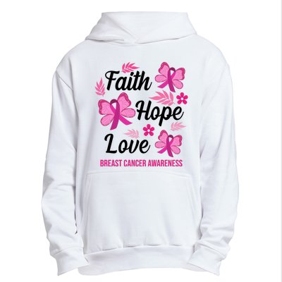 Faith Hope Love Breast Cancer Awareness Urban Pullover Hoodie