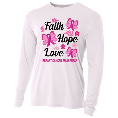 Faith Hope Love Breast Cancer Awareness Cooling Performance Long Sleeve Crew