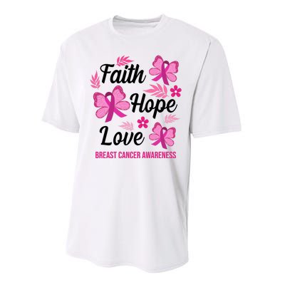 Faith Hope Love Breast Cancer Awareness Performance Sprint T-Shirt