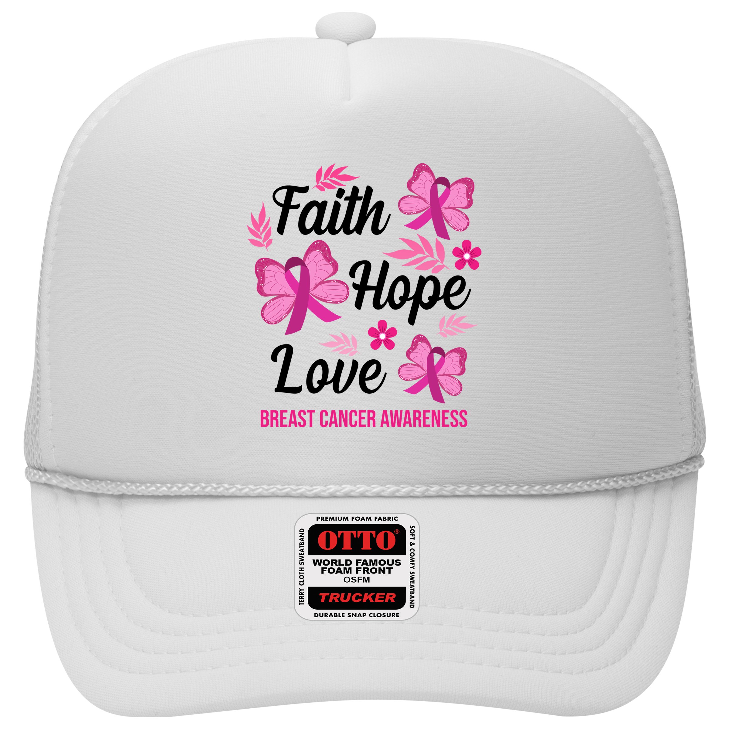 Faith Hope Love Breast Cancer Awareness Trucker Hat