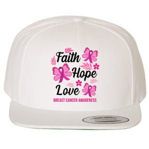 Faith Hope Love Breast Cancer Awareness Wool Snapback Cap