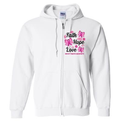 Faith Hope Love Breast Cancer Awareness Full Zip Hoodie