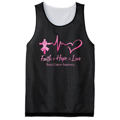 Faith Hope Love Breast Cancer Awareness Ribbon Heartbeat Mesh Reversible Basketball Jersey Tank