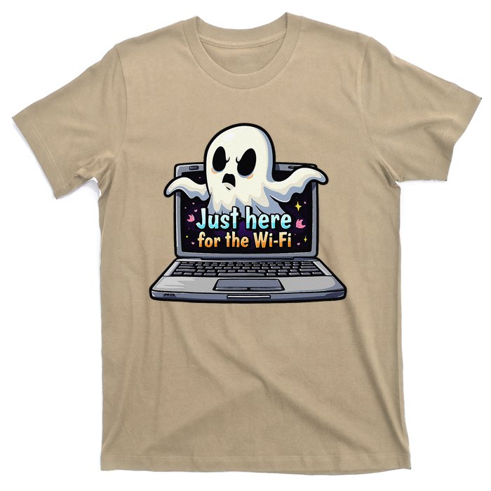 Funny Halloween Laptop Wifi Ghost Coffee Shop Computer T-Shirt