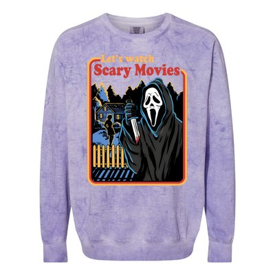 Funny Halloween Let’s Watch Scary Horror Movies Ghost Killer Colorblast Crewneck Sweatshirt