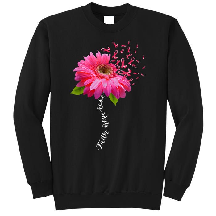 Faith Hope Love Pink Ribbon Daisy Flower Breast Cancer Sweatshirt