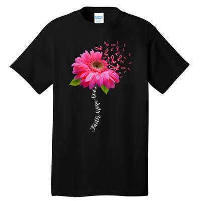 Faith Hope Love Pink Ribbon Daisy Flower Breast Cancer Tall T-Shirt